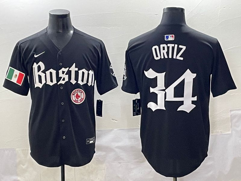 Men 2025 Boston Red Sox #34 Ortiz Black Five generations Joint Name Nike MLB Jersey style 23->boston red sox->MLB Jersey